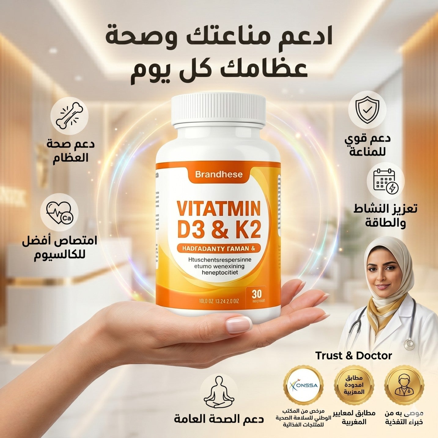 Vitamine D3 + K2 — 30 Capsules