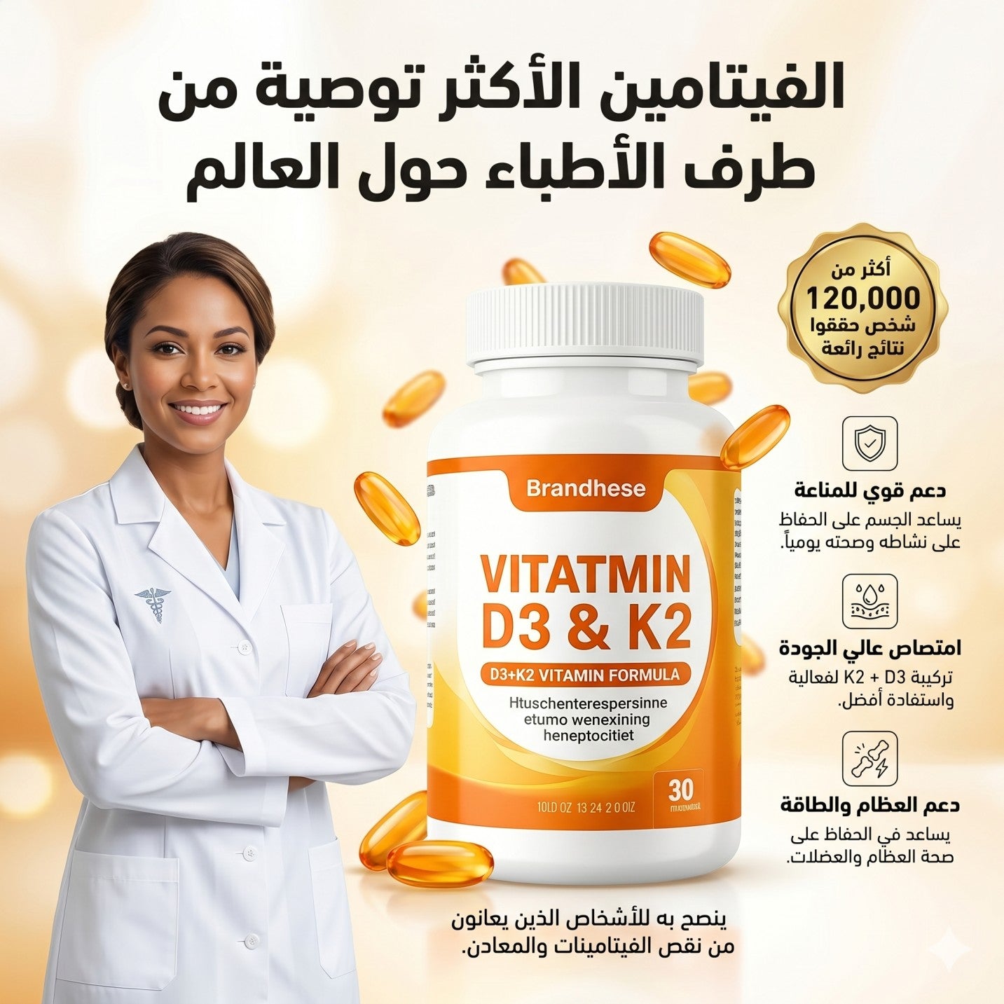 Vitamine D3 + K2 — 30 Capsules