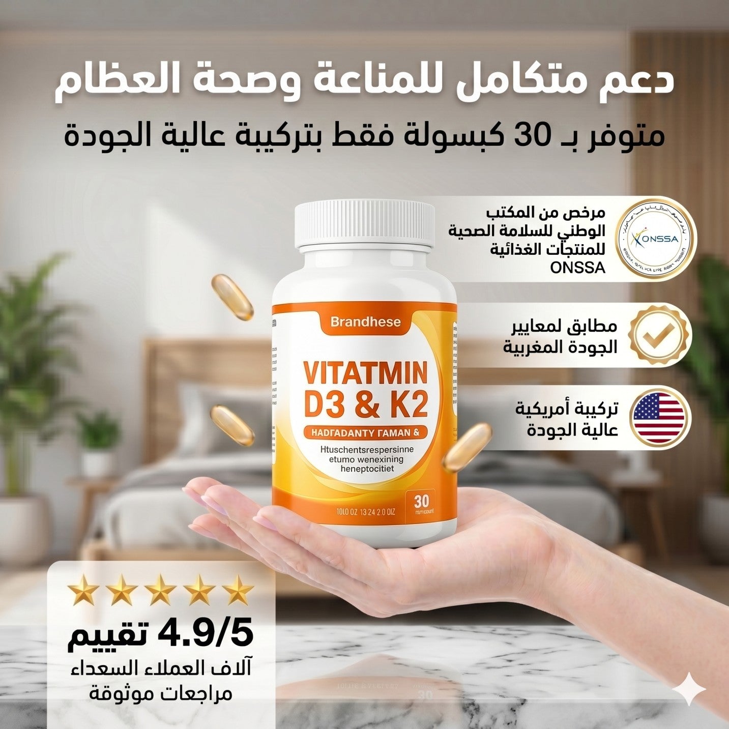 Vitamine D3 + K2 — 30 Capsules